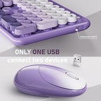 UBOTIE Wireless Keyboard and Mouse Combo, Phone Holder (Purple) - Image 4