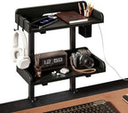 2-Tier Clamp on Wood Desktop Shelf, Adjustable Height Office Desk Organizer by CABTE