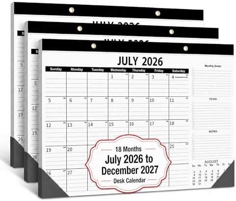 Desk Calendar 2026-2027-3 Pack-18-Month Calendar 2026-2027 (July 2026 - Dec 2027), 17" x 12" with Thick 120g Paper for Home & Office by OLUPAND
