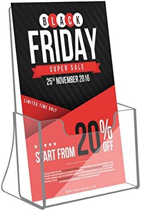 NIUBEE 6 Pack 8.5'' x 5.5'' Acrylic Bi-fold Brochure Holder,Clear Plastic Counter top Flyer Organizers - Image 3