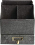 American Metalcraft PWBC8 Poplar Wood Caddy with Drawer, Black, 6 5/8-Inches by AmericanMetalcraftInc