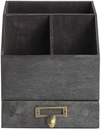 American Metalcraft PWBC8 Poplar Wood Caddy with Drawer, Black, 6 5/8-Inches by AmericanMetalcraftInc
