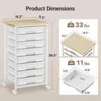 Pipishell Rolling Cart with 8 Drawers for Classroom, Craft & Art Room,White - Image 4