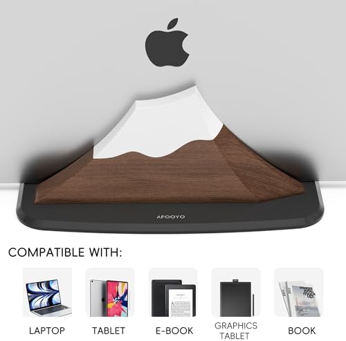 AFOOYO Vertical Dual Laptop Stand - Snow Peak-Shaped Walnut Adjustable Laptop Holder,2 Slots Desktop Dock Compatible with All MacBook, Surface,Chromebook,Dell & More(Walnut) - Image 2