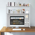 Desk Bookshelf with Pegboard, 2-Tier Metal Desk Bookshelf for Computer Desk, Heavy Duty Desktop Hutch Organizer Rack for Office Dorm Storage (37.4'') - Image 4