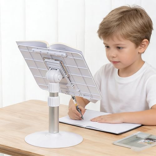 Book Stand for Reading Hands Free Height Adjustable,Laptop Stand for Desk,Ergonomic Cookbook Stand Recipe Book Holder with Elastic Page Clips for Magazines, Tablets - Image 2
