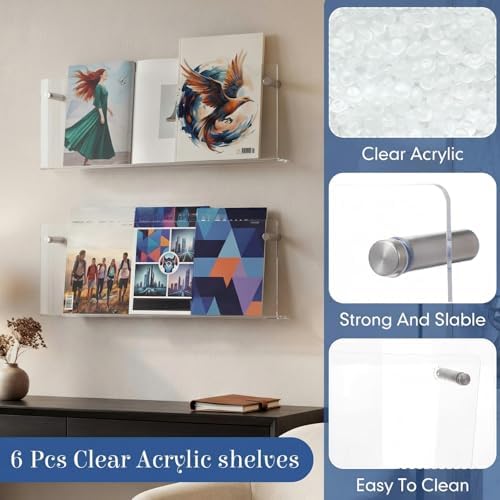 3 Pack Clear Acrylic Magazine Holder Wall, Brochure, 17 Inch - Image 3