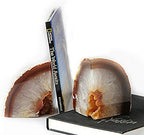 JIC Gem Natural Agate Geode Bookends Anti-Slip Rubber Bumpers 1 Pair 3-4Lbs - Image 4