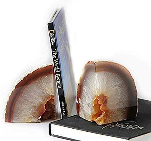 JIC Gem Natural Agate Geode Bookends Anti-Slip Heavy Duty 1 Pair 6-8 Lbs - Image 6