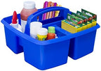 Storex 3-Compartment Small Caddy – Multipurpose Classroom Organizer with Handle, Blue, 5-Pack (00947E06C) by Storex