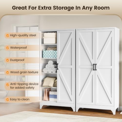 Yizosh Metal Storage Cabinet with Doors and 4 Adjustable Shelves - Image 7