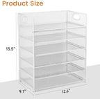 Subekyu 6-Tier Desk Paper Organizer, Desktop File Letter Tray with Handle, Document Sorter and Accessories Holder for Office, Home and School Workspace Organizers, White - 2 Pack - Image 6
