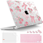 Tuiklol for 2026 2025 2024 2023 MacBook Air 15 inch Case Model M5 A3448 M4 A3241 M3 A3114 M2 A2941 Hard Shell Case for MacBook 15.3'' Cover, Bow & Rose by Tuiklol