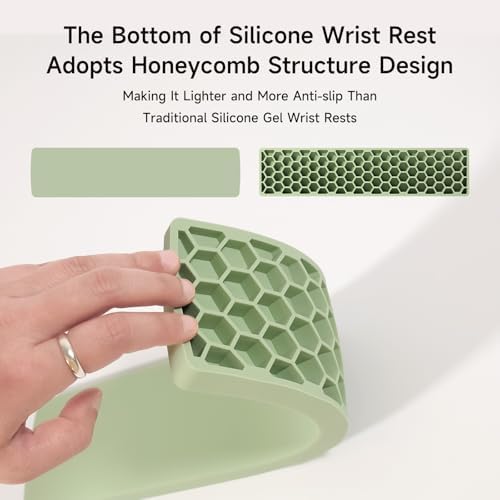 Ergonomic Sloped Keyboard Wrist Rest Honeycomb Hollow Bottom Pure Silicone Non-Slip Wrist Support Pad for Office Typing Gaming Desktop Laptop Relieve Wrist Fatigue(Black) - Image 4