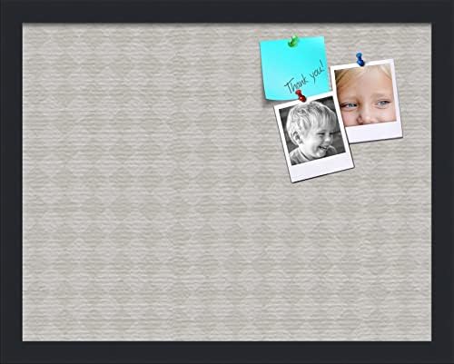 PinPix 18x14 inch Cork Bulletin Board. This Decorative Framed Pin Board Comes with Diamond Pattern in Shades of Grey Design and Satin Black. Ideal for Home, Office Decor or School (PinPix-373) by PinPixBulletinBoards