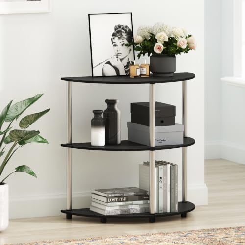 Furinno FRANS Toolless Half Round 3-Tier Entryway Table, Darkwood - Image 2
