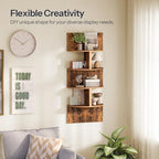 HOOBRO Corner Shelf Wall-Mounted, Set of 2 Floating Corner Shelves for Wall, 4-Tier Corner Bookshelves Floating Shelf for Wall Corner Shelves for Living Room Bedroom Bathroom Home Office Rustic Brown - Image 4