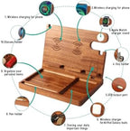 Nightstand Organizer with 4 Wireless Charger for 2 iPhone/Android Phone,Apple Watch,Airpod,Wood Phone Docking Station,27W Fast Wireless Charging Station,Wallet/Key Holder,Gift for Men Dad - Image 2