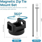 225-Pc Magnetic Cable Ties Set,Magnetic Zip Tie Mounts & Cable Ties - Image 3