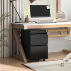 Guizeeopo 2 Drawer Locking File Cabinet, Fully Assembled Heavy-Duty Metal Filing Cabinets for Home Office, Quiet Slides, Anti-Tipping Wheels, Fits A4/Letter/Legal, Matte Black - Image 2