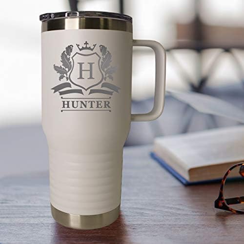 The Wedding Party Store Personalized 20 oz Stainless Steel Powder Coated Vacuum Insulated Double Walled Travel Tumbler Coffee Mug with Handle and Lid (White) - Image 6