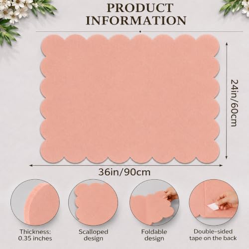 Scalloped Felt Bulletin Board 36 x 24 Inches, Pink Pin Board for Wall - Image 2