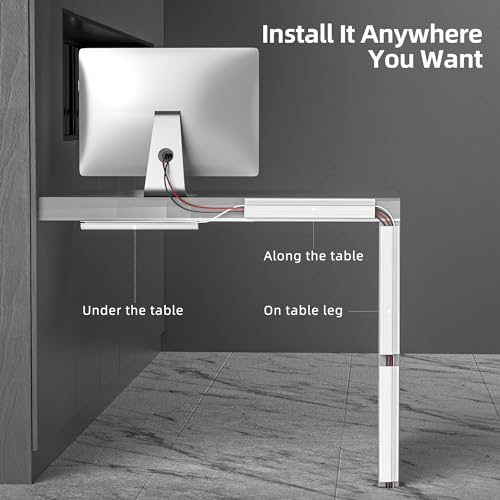 YECAYE 94.2 in Cable Management Under Desk,Easy Install Adhesive Mount Cord Hider,Cord Organizer,Wire Management,Wire Hider for Office Organization,Child & Pet Proof,White (Pack of 2) - Image 4