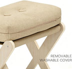 Adjustable Foot Rest Under Desk at Work, 16.6" Wide Wooden Ergonomic Footstool with 3 Height Options, Linen Cushion, Non-Slip EVA Stepping Surface & Posture Support for Office, Home & Gaming - Image 3