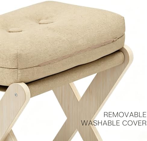 Adjustable Foot Rest Under Desk at Work, 16.6" Wide Wooden Ergonomic Footstool with 3 Height Options, Linen Cushion, Non-Slip EVA Stepping Surface & Posture Support for Office, Home & Gaming - Image 3