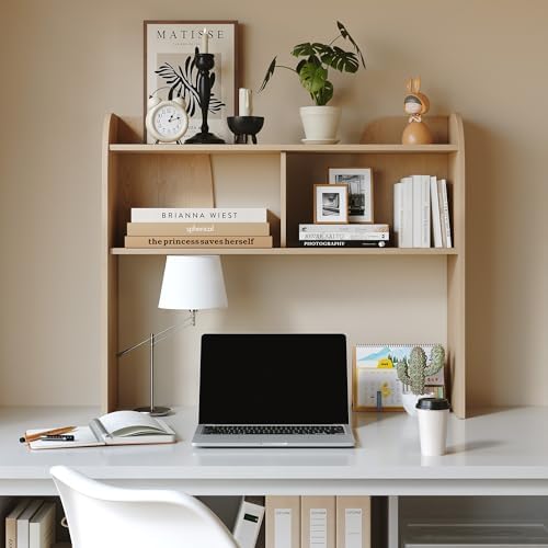 37" Wooden 3-Tier Desktop Bookshelf, Burlywood by JOEMEY