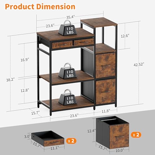 JUSTOGO Printer Stand with 4 Drawer, Extra Large File Cabinet - Image 2