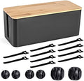 Tuwechen Cable Management Box, Wooden Style Cord Organizer Box by Tuwechen