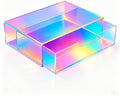 Gelite Acrylic Desk Organizer with Drawer for Makeup Vanity Stackable Desktop Storage Box for Office Supplies, 13.8 x 9.8 x 3.9’’, Iridescent by Gelite
