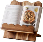 Acacia Cookbook Stand for Kitchen Counter, Wood Scalloped Cook Book Holder by Unknown