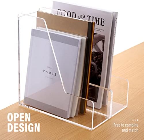 YUXUN 4-Pack Vertical File Holder for Desk, Acrylic Magazine Holder,Clear - Image 3
