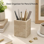 Natural Travertine Desk Organizer Pen Holder - Image 7