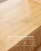 Bamboo Dual Monitor Stand with Storage, 42 Inch Desk Shelf Riser - Image 5