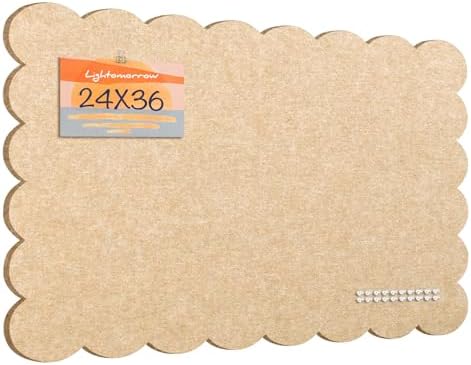 Scalloped Bulletin Board 36x24 inches, Decorative Felt Pin Board for Wall by Lightomorrow