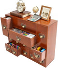 Desk Organizer with 14 Drawers, 4 Tier Wooden Apothecary Cabinet Desktop Storage Cabinet with Label Boxes, Makeup Organizer Filing Case for Office Bedroom Home, L21*W6.3*H16.7in by Unknown