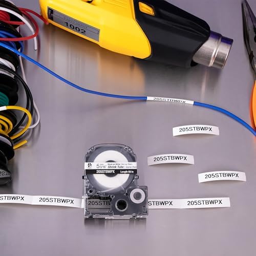 LABELWORKS Epson 205STBWPX Heat Shrink Tube - Black on White - 5mm - Image 4