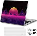 Case for MacBook Air 13.6 Inch M5 2026 M4 (2025) M3 (2024) & M2 (2022) - Aesthetic Clear Hard Shell Skin Ultimate 6-in-1 Bundle with TPU Keyboard Cover, 2X USB-C Adapters, Retro Synthwave by Loyrina
