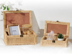 2PCS Rattan Box with Lid Decorative Natural Handmade Boho Basket - Image 7