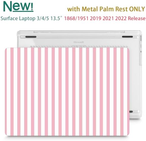 Case for Surface Laptop 5/4/3 13.5", Pink & White Stripes - Image 3