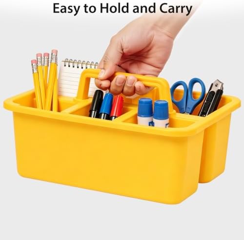 12 Pack Classroom Caddy, Plastic Caddies with Handle & Removable Dividers - Image 4