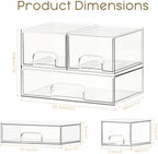Criusia Stackable Storage Drawers, 3 Pack Clear Acrylic Makeup & Bathroom Organizer, Versatile Storage Bins for Vanity, Under Sink, Kitchen Cabinets & Pantry - Image 2