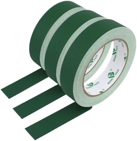 BOMEI PACK Dark Green Gaffer Tape, Matte Non-Reflective, 1inch x 20yds No Residue Hand Tear Self-Adhesive Tape for Labeling, Cable, Stage, Photo Studio, Painters and Duct Repair, 3 Pack by BOMEIPACK