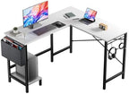 DUMOS L Shaped Computer Corner Desk with PC Stand, White by DumosLifestyle