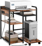 3-Tier Printer Stand with Storage Shelf and Power Outlet for Home Office by Livofloral