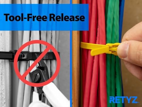RETYZ 14-Inch Fluorescent Pink Reusable Releasable Cable Ties – 100 Pack, 50 lb Strength, Patented Quick-Release, Tool-Free Design for Home, Office, and Light Industrial Use - Image 5
