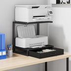 YAOHUOO 2-Tier Desktop Printer Stand with Fabric Drawer,17.3"x11.8" Black by YAOHUOO